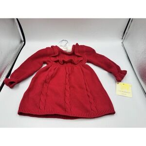 Cynthia Rowley Baby Girl's 3-6 Months Red Sweater Dress Outfit With Hanger NWT